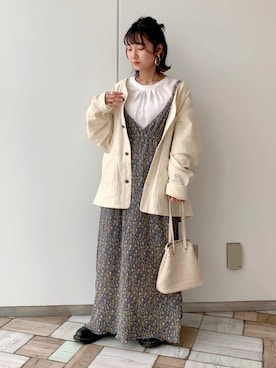「Crisp（クリスプ）のアイテム（ブルゾン）」を使った、azusaさん（レディース・143cm）の春コーディネート