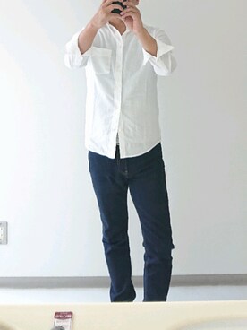 「H&M（エイチ・アンド・エム）のアイテム（シャツ/ブラウス、ホワイト系）」を使った、だいすけさん（メンズ・172cm）の夏コーディネート