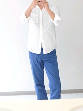 「H&M（エイチ・アンド・エム）のアイテム（シャツ/ブラウス、ホワイト系）」を使った、だいすけさん（メンズ・172cm）の夏コーディネート