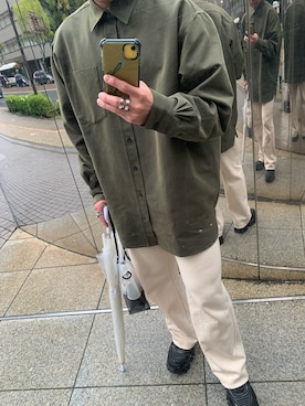 「オーバーシャツ」｜「アイテム（ジャケット/アウター）」を使った、hiroさん（メンズ・171cm）の春コーディネート