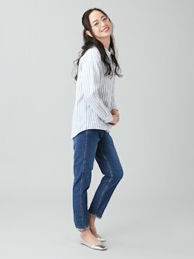 「アイテム（ビジネスシャツ）」を使った、TOKYO_SHIRTSさん（レディース・173cm）の冬コーディネート