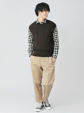「アイテム（ベスト）」を使った、TOKYO_SHIRTSさん（メンズ・183cm）の冬コーディネート