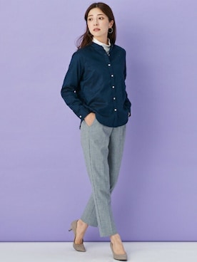 「アイテム（ビジネスシャツ）」を使った、TOKYO_SHIRTSさん（レディース・166cm）の冬コーディネート