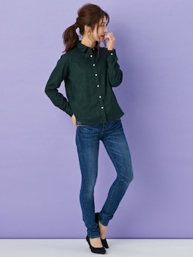 「アイテム（ビジネスシャツ）」を使った、TOKYO_SHIRTSさん（レディース・166cm）の冬コーディネート