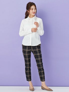 「アイテム（ビジネスシャツ）」を使った、TOKYO_SHIRTSさん（レディース・166cm）の冬コーディネート