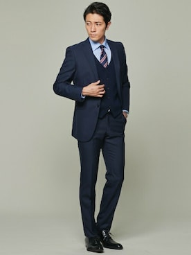 「ビジネスシャツ」｜TOKYO_SHIRTSさん（メンズ・180cm）の冬コーディネート