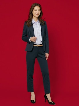 「アイテム（ビジネスシャツ）」を使った、TOKYO_SHIRTSさん（レディース・166cm）の冬コーディネート