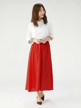 「アイテム（ビジネスシャツ）」を使った、TOKYO_SHIRTSさん（レディース・166cm）の冬コーディネート