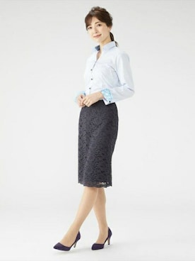 「アイテム（ビジネスシャツ）」を使った、TOKYO_SHIRTSさん（レディース・166cm）の冬コーディネート