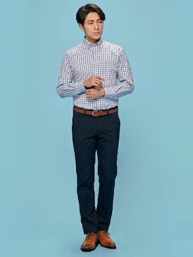 「アイテム（ビジネスシャツ）」を使った、TOKYO_SHIRTSさん（メンズ・180cm）の冬コーディネート