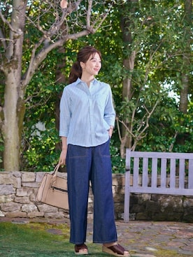 「アイテム（ビジネスシャツ）」を使った、TOKYO_SHIRTSさん（レディース・166cm）の冬コーディネート
