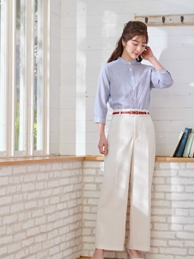 「アイテム（ビジネスシャツ）」を使った、TOKYO_SHIRTSさん（レディース・166cm）の冬コーディネート