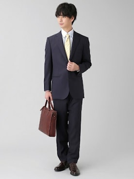 「アイテム（ビジネスシャツ）」を使った、TOKYO_SHIRTSさん（メンズ・183cm）の冬コーディネート