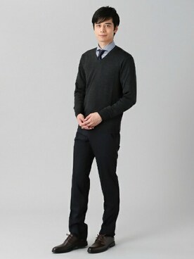 「ビジネスシャツ」｜TOKYO_SHIRTSさん（メンズ・181cm）の冬コーディネート