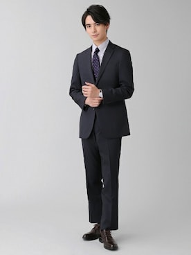 「アイテム（ビジネスシャツ）」を使った、TOKYO_SHIRTSさん（メンズ・183cm）の冬コーディネート