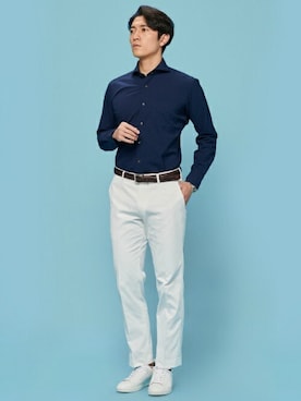 「アイテム（ビジネスシャツ）」を使った、TOKYO_SHIRTSさん（メンズ・180cm）の冬コーディネート