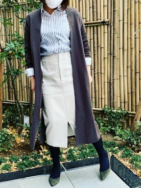 「アイテム（ビジネスシャツ）」を使った、TOKYO_SHIRTSさん（レディース・160cm）の冬コーディネート