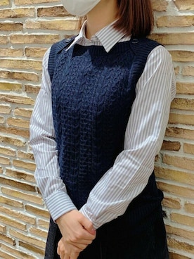 「アイテム（ビジネスシャツ）」を使った、TOKYO_SHIRTSさん（レディース・159cm）の冬コーディネート
