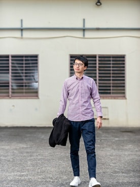「アイテム（ビジネスシャツ）」を使った、TOKYO_SHIRTSさん（メンズ・180cm）の冬コーディネート