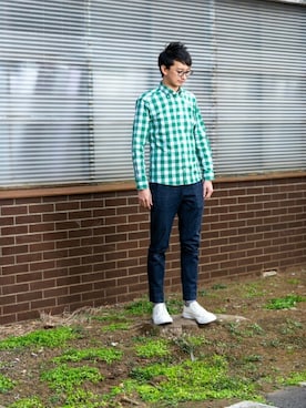 「アイテム（ビジネスシャツ）」を使った、TOKYO_SHIRTSさん（メンズ・180cm）の冬コーディネート