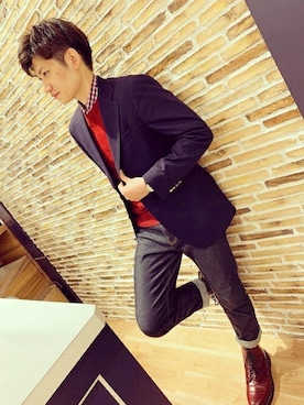 「アイテム（ビジネスシャツ）」を使った、TOKYO_SHIRTSさん（メンズ・175cm）の冬コーディネート