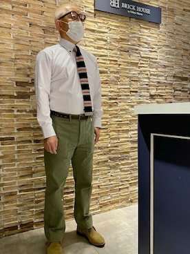 「アイテム（ビジネスシャツ）」を使った、TOKYO_SHIRTSさん（メンズ・168cm）の冬コーディネート