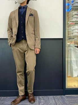 「BRICK HOUSE by TOKYO SHIRT」｜「アイテム（ポケットチーフ）」を使った、TOKYO_SHIRTSさん（メンズ・173cm）の冬コーディネート