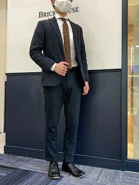 「アイテム（ビジネスシャツ）」を使った、TOKYO_SHIRTSさん（メンズ・173cm）の冬コーディネート