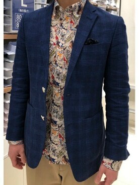 「アイテム（ビジネスシャツ）」を使った、TOKYO_SHIRTSさん（メンズ・170cm）の春コーディネート