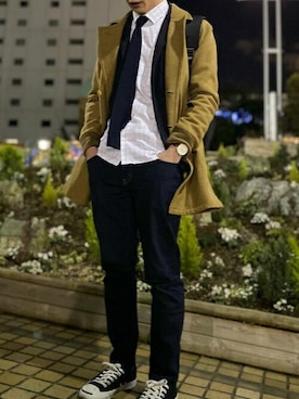 「アイテム（ビジネスシャツ）」を使った、TOKYO_SHIRTSさん（メンズ・170cm）の春コーディネート