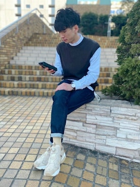 「アイテム（ビジネスシャツ）」を使った、TOKYO_SHIRTSさん（メンズ・170cm）の春コーディネート
