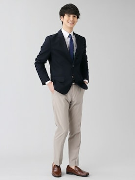 「アイテム（ビジネスシャツ）」を使った、TOKYO_SHIRTSさん（メンズ・183cm）の春コーディネート