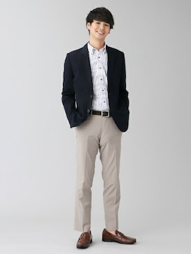 「アイテム（ビジネスシャツ）」を使った、TOKYO_SHIRTSさん（メンズ・183cm）の春コーディネート
