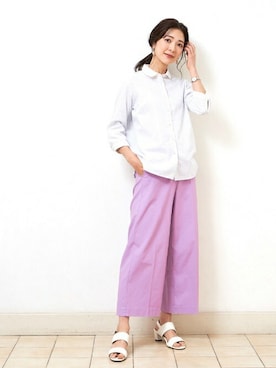 「アイテム（ビジネスシャツ）」を使った、TOKYO_SHIRTSさん（レディース・166cm）の春コーディネート