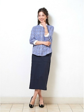 「アイテム（ビジネスシャツ）」を使った、TOKYO_SHIRTSさん（レディース・166cm）の春コーディネート