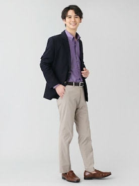 「アイテム（ビジネスシャツ）」を使った、TOKYO_SHIRTSさん（メンズ・183cm）の春コーディネート