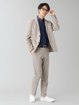 「アイテム（ビジネスシャツ）」を使った、TOKYO_SHIRTSさん（メンズ・183cm）の春コーディネート