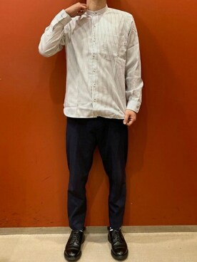 「アイテム（ビジネスシャツ）」を使った、TOKYO_SHIRTSさん（メンズ・170cm）の春コーディネート