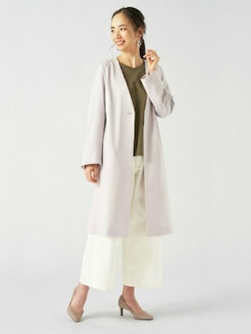 「BRICK HOUSE by TOKYO SHIRT」｜「アイテム（ノーカラーコート）」を使った、TOKYO_SHIRTSさん（レディース・173cm）の春コーディネート