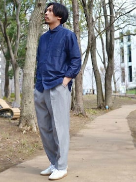 「アイテム（ビジネスシャツ）」を使った、TOKYO_SHIRTSさん（メンズ・185cm）の春コーディネート