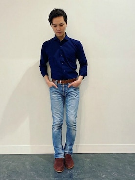 「アイテム（ビジネスシャツ）」を使った、TOKYO_SHIRTSさん（メンズ・167cm）の春コーディネート