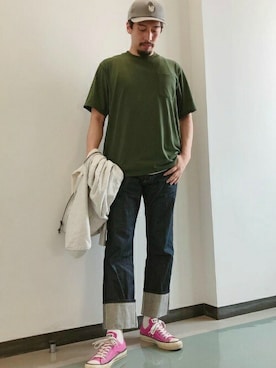 「ピンクスニーカー」｜TOKYO_SHIRTSさん（メンズ・185cm）の春コーディネート