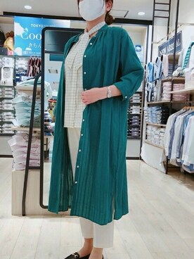 「ロングシャツ」｜TOKYO_SHIRTSさん（レディース・164cm）の夏コーディネート