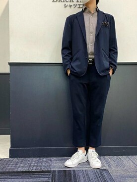 「アイテム（ビジネスシャツ、ブラウン系）」を使った、TOKYO_SHIRTSさん（メンズ・173cm）の夏コーディネート