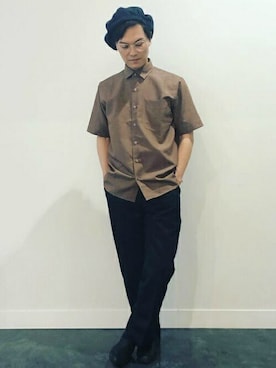 「茶色」｜TOKYO_SHIRTSさん（メンズ・167cm）の夏コーディネート