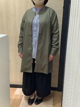 「仕事着」｜「アイテム（ノーカラーコート）」を使った、TOKYO_SHIRTSさん（レディース・153cm）の秋コーディネート