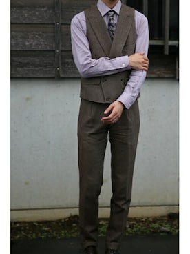 「アイテム（ビジネスシャツ）」を使った、TOKYO_SHIRTSさん（メンズ・177cm）の秋コーディネート