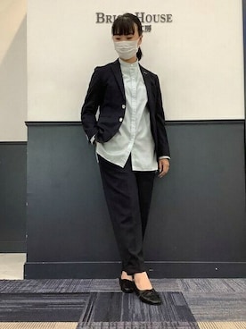 「ロングシャツ」｜TOKYO_SHIRTSさん（レディース・160cm）の秋コーディネート