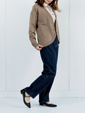 「アイテム（ビジネスシャツ、ベージュ系）」を使った、TOKYO_SHIRTSさん（レディース・160cm）の秋コーディネート