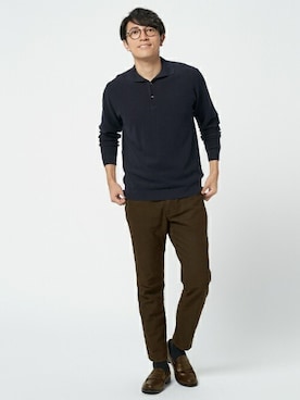 「アイテム（ポロシャツ）」を使った、TOKYO_SHIRTSさん（メンズ・180cm）の秋コーディネート